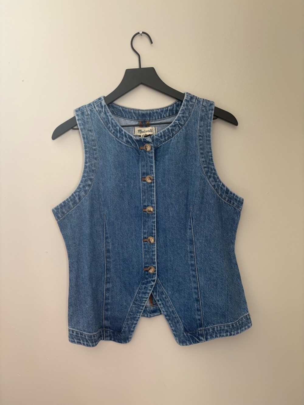 Madewell Button-Front Denim Vest Sleeveless Top Blue Cotton Women’s size 10 NWT